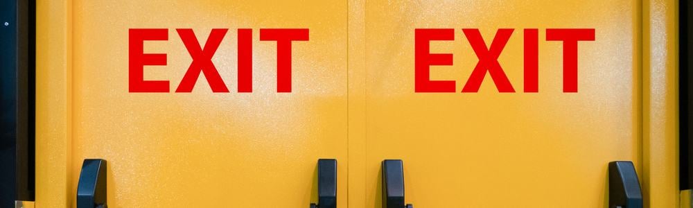 Bright yellow exit door