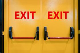 Bright yellow exit door