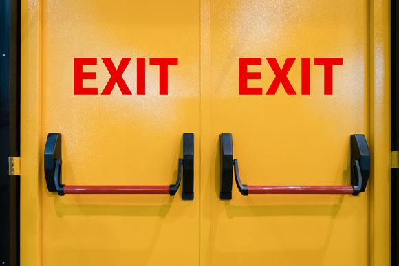Bright yellow exit door
