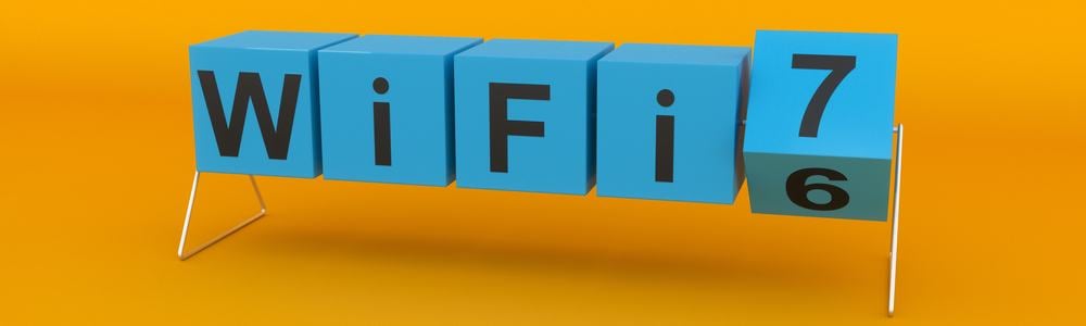 3D illustration of bricks shifting from Wi-Fi 6 to 7