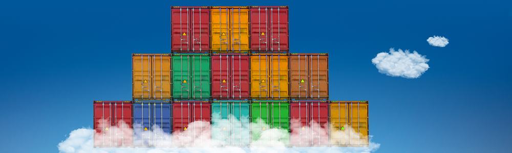 stack of containers in the cloud