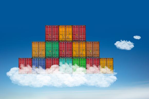 stack of containers in the cloud
