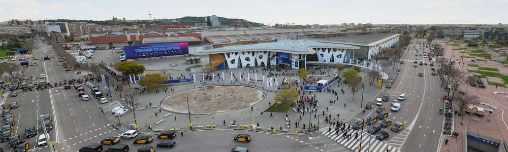 Aerial views of 2022 Mobile World Congress Barcelona