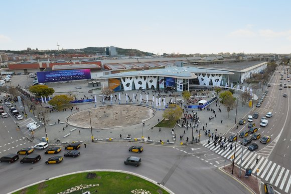Aerial views of 2022 Mobile World Congress Barcelona