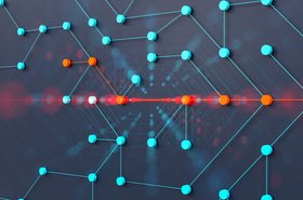 Digital nodes connected with blue lines