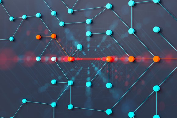 Digital nodes connected with blue lines