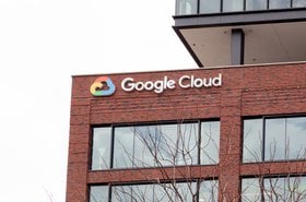 Google Cloud logo sign on the building in Chicago, Illinois