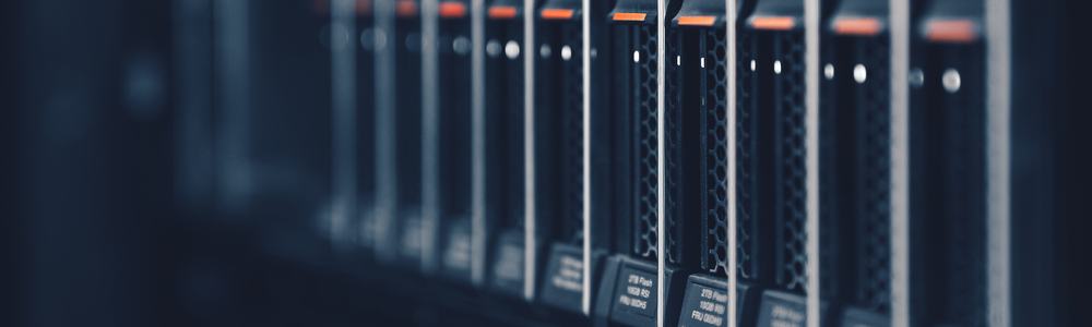 Close up view of storage array with flash disks