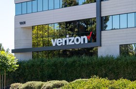 Verizon sign on the office building in San Diego, CA, USA