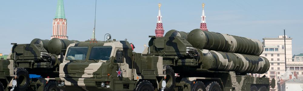 The S-400 Triumf Russian long range surface to air missile systems march featured in the Red Square Moscow Victory Parade