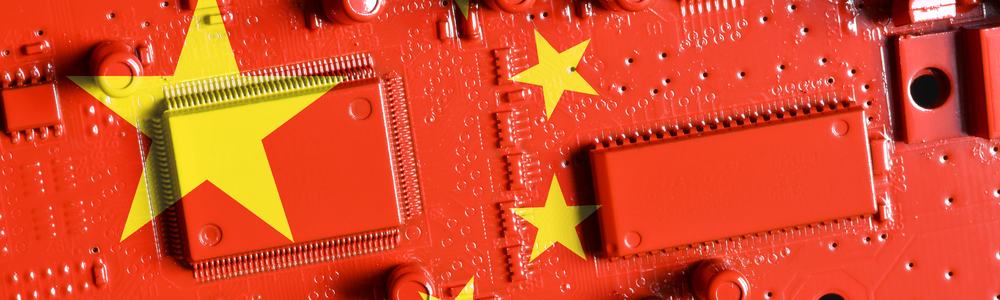 flag of the Republic of China on a red painted printed circuit board