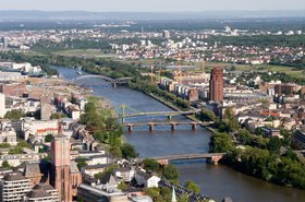 Aerial view of the river Main, Germany