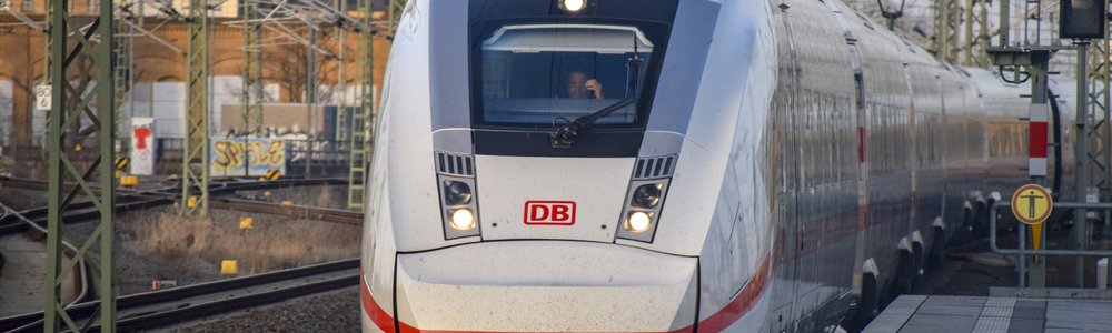 Deutsche Bahn ICE 4 train stopping at Leipzig Hauptbahnhof