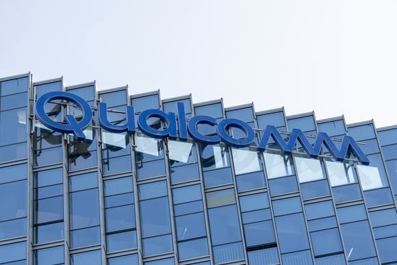 Sign of Qualcomm on the top of the building office