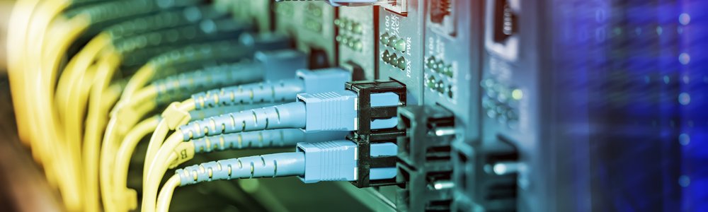 Up close shot of Ethernet cables and UTP network cables