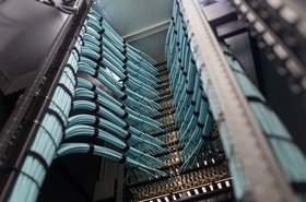 Organized Fiber Optic Cables in Network Rack