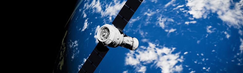 3D render of a satellite orbiting Earth