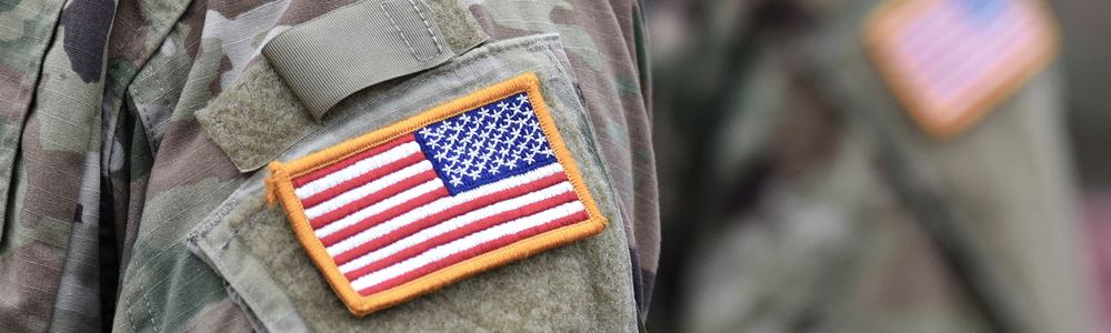 USA patch flag on the US military uniform