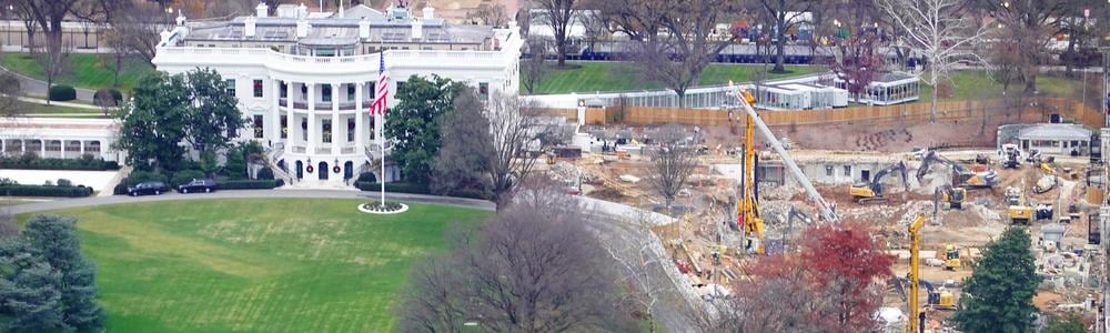 The White House with East Wing construction