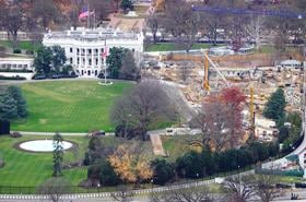 The White House with East Wing construction
