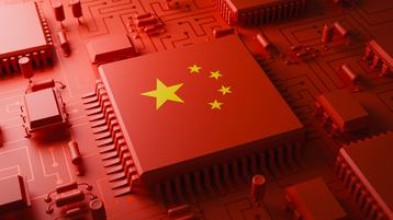 Render of China's flag on a chip