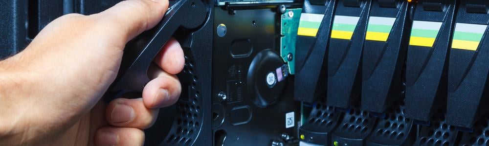 Storage drive being replaced in a data center