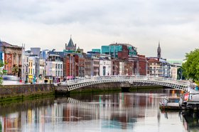 View of Dublin with the Ha'penny Bridge, Ireland