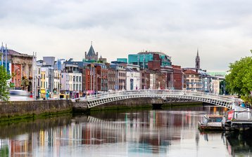 View of Dublin with the Ha'penny Bridge, Ireland