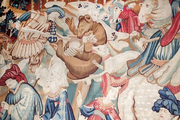 One of the many tapestries adorning the walls of the V&A Museum, London