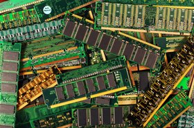 A pile of computer memory modules
