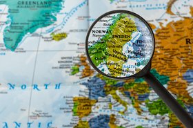 View of the Nordics in a magnifying glass
