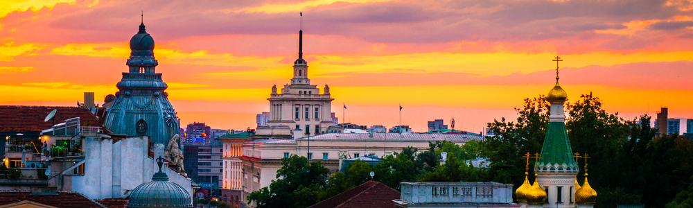 Sofia, capital of Bulgaria at sunset