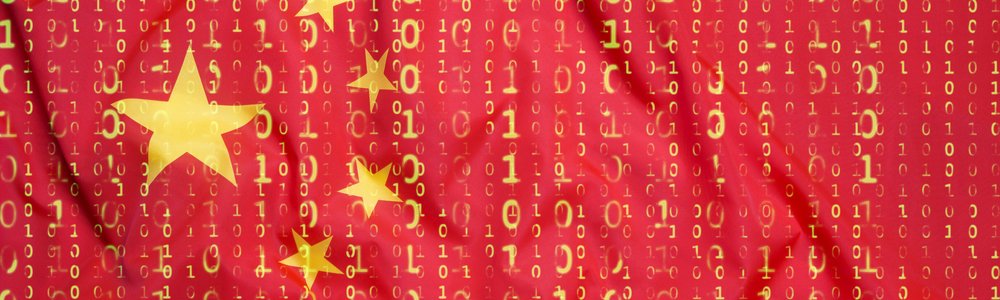 Binary code with China flag