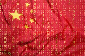 Binary code with China flag