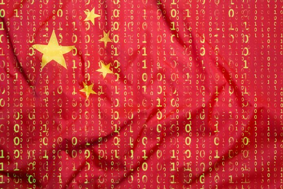 Binary code with China flag