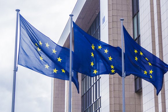 European Union flag at European Commission Headquarters