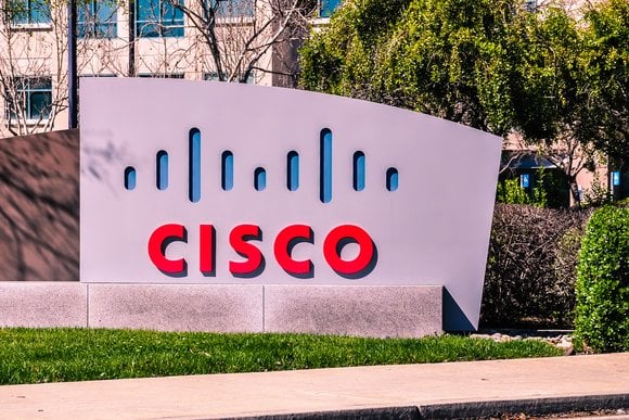Cisco Systems sign outside its hadquarters in San Jose, CA