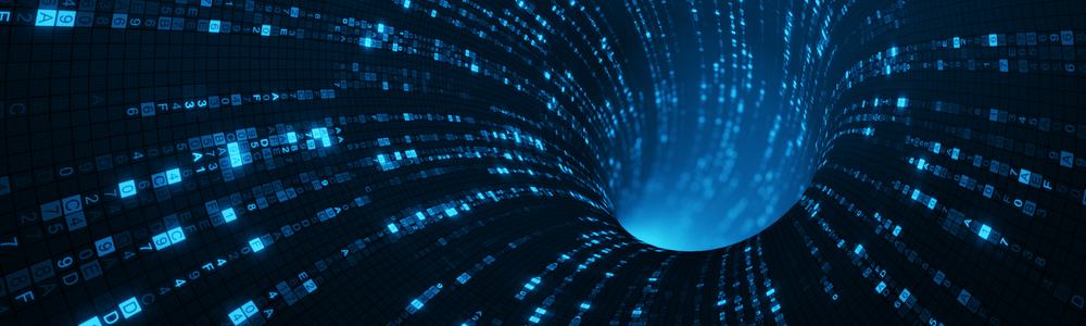 Blue sci-fi tunnel, data transfer concept