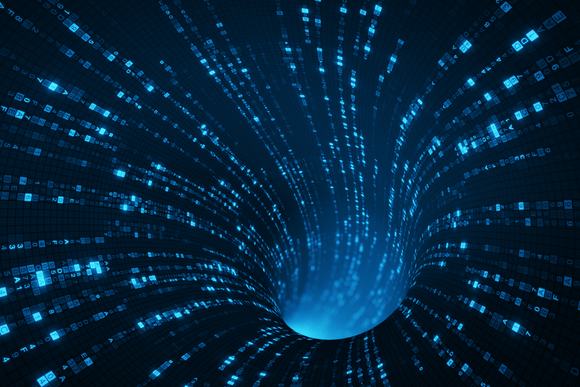Blue sci-fi tunnel, data transfer concept