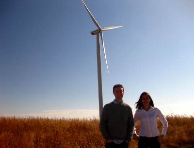 Nick Coons and Steffi Russell-Egbert, of GoogleÔÇÖs investment team, at the Rippey wind-power project