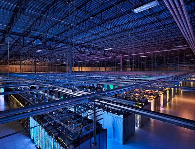 The server floor at Google's Council Bluffs data center in Iowa. By Connie Zhou, Courtesy of Google