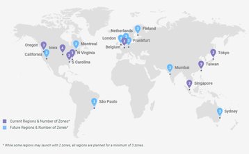 Google Cloud regions map