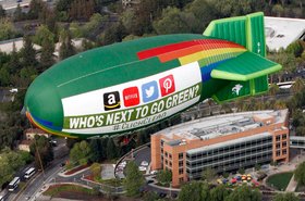 Greenpeace blimp flying over Silicon Valley