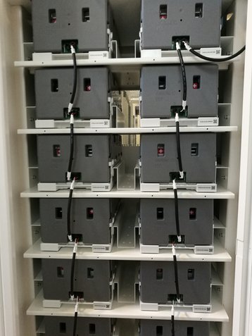 Li-Ion batteries being tested at the Schneider Electric Technology Center in St. Louis