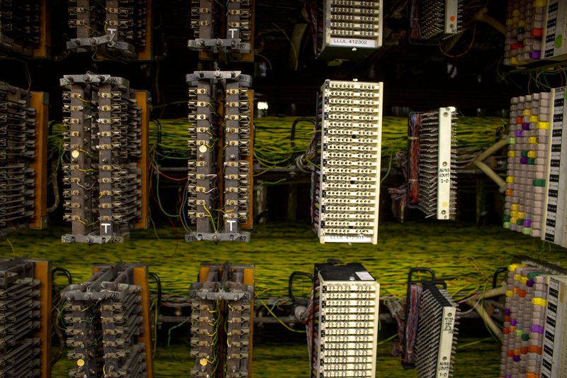 copper frame telephone exchange bt tower