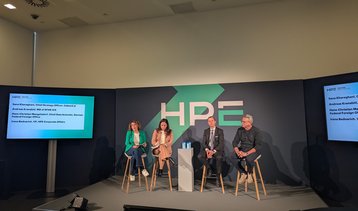 L-R Sana Khareghani, Cabon3.ai; Irena Bednarich, HPE; Hans-Christian Mangelsdorf, German Federal Foreign Office; Andreas Kranabit, Spar ICS