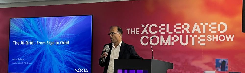 Nokia’s VP and CTO for Europe, Azfar Aslam, speaking at the Xcelerated Compute Show, London