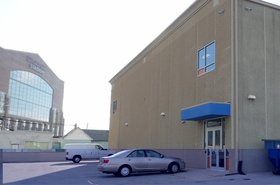 Indy1 data center with Lucas Oil stadium in the background