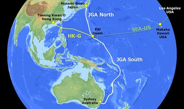 Route map for the Japan-Guam-Australia Cable System (JGA)