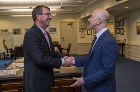 Jeff Bezos and then-Secretary of Defense Ash Carter (2016)